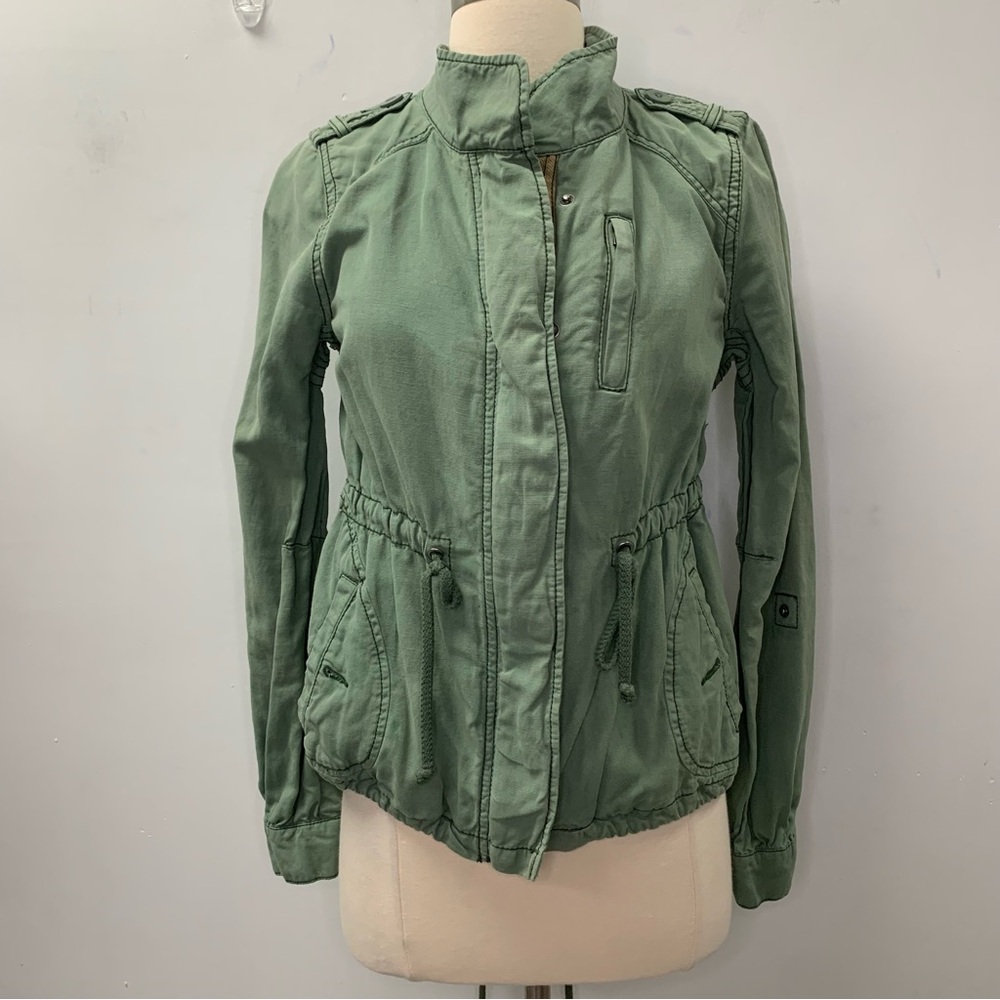 Anthropologie Daughters of the Liberation Jacket Green Military Linen blend boho